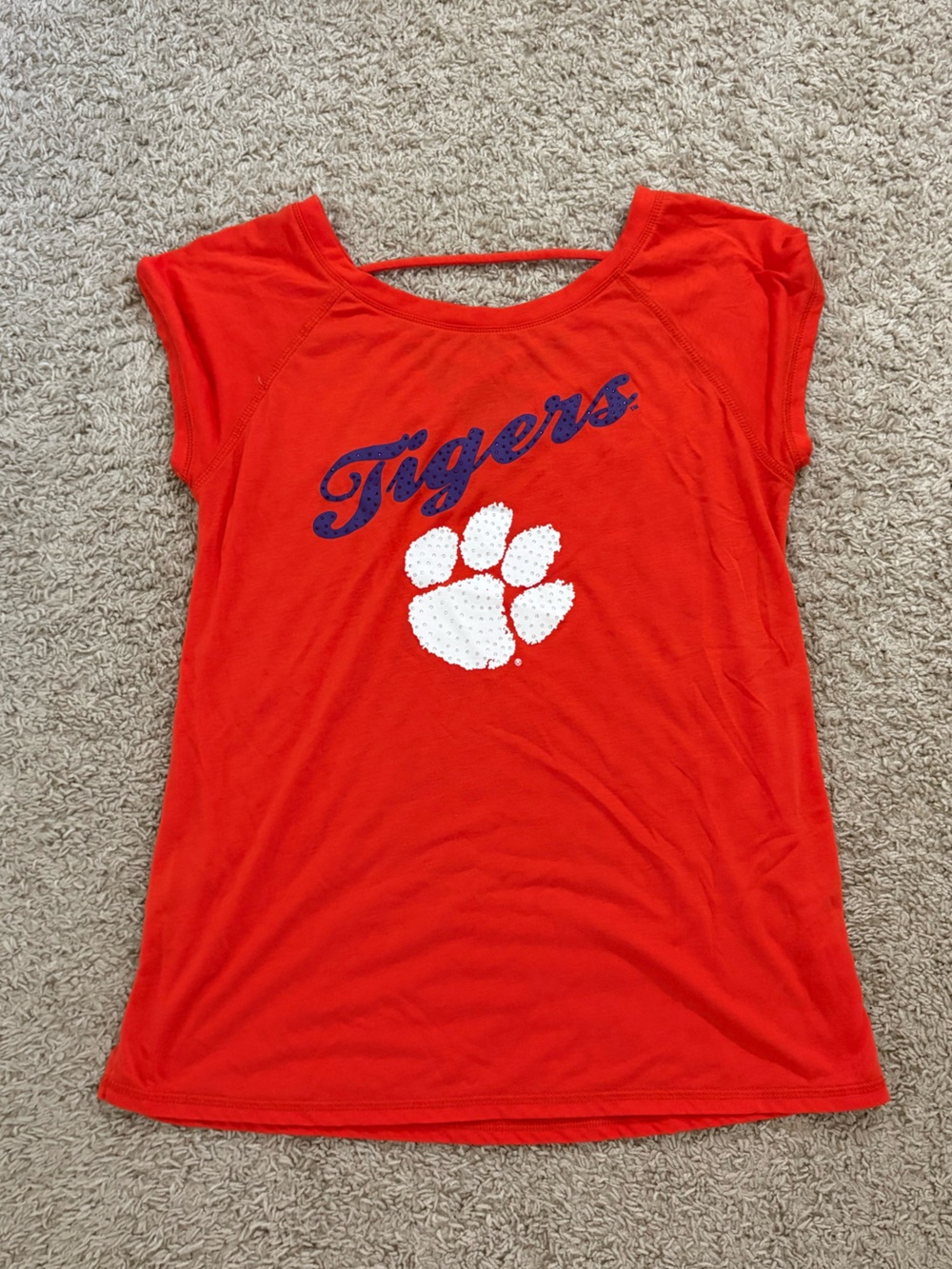 Colosseum Orange 'Tigers' Tee with White Paw and Blue Script